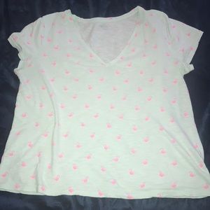 Mint Green Flamingo Print V-Neck